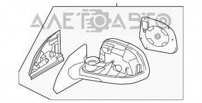 Зеркало боковое левое Nissan Leaf 11-12 3 пина, черное