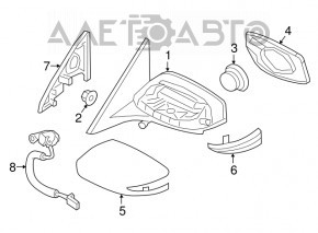 Зеркало боковое левое Nissan Maxima A36 16- 3 пина, черн