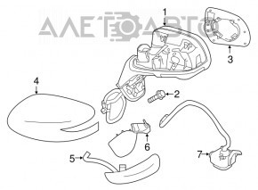 Дзеркало бічне ліве Nissan Versa Note 13-19 3 піна, синє