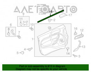Молдинг дверь-стекло центральный передний правый Ford Fiesta 11-19 матовый