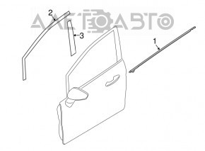 Молдинг дверь-стекло центральный передний левый Ford Fiesta 11-19 матовый