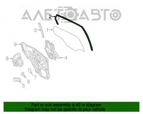 Ущільнювач скла задній лівий Ford Fiesta 11-19 4d
