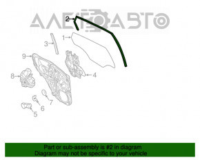 Уплотнитель стекла задний правый Ford Fiesta 11-19 5d
