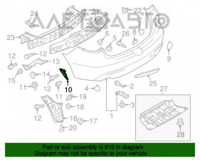 Кріплення заднього бампера короткий ліве Mazda3 MPS 09-13