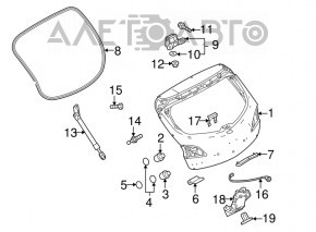 Амортизатор кришки багажника лев Mazda3 MPS 09-13