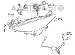 Фара передняя правая Mazda 3 14-16 голая BM дорест галоген