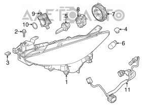 Фара передняя правая Mazda 3 14-16 в сборе BM дорест ксенон без AFS