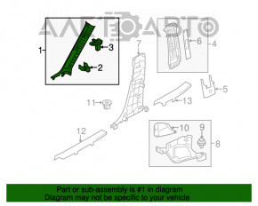 Накладка передньої стійки права Mazda 3 14-18 BM сіра