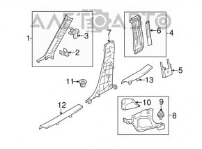 Накладка передньої стійки права Mazda 3 14-18 BM сіра