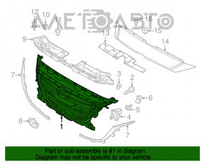 Решетка радиатора grill в сборе со значком Mazda 3 14-16 BM дорест