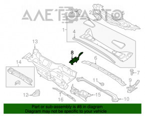 Уплотнитель решетки дворников правый Ford Focus mk3 11-18, сломано крепление