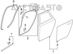 Ущільнювач двері зад прав Mazda3 03-08 HB