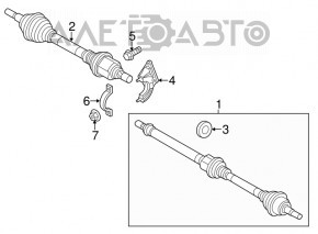 Привід піввісь перед правами Ford Focus mk3 11-18 2.0 АКПП з кронштейном