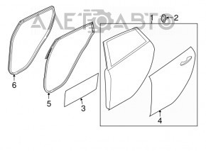 Уплотнитель двери задней правой Ford Fiesta 11-19 4d