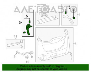 Обшивка дверей багажника права Ford Escape MK3 13-19 сіра