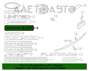 Эмблема надпись ECOBOOST 4wd крышки багажника Ford Escape MK3 13-