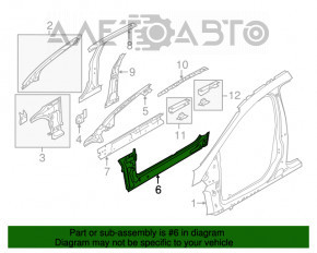 Порог кузова металл с передней стойкой правый Ford Focus mk3 11-18