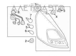 Ліхтар правий Ford Fiesta 14-19 рест 5d