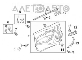 Обшивка двери карточка передняя правая Ford Fiesta 11-19 черн пластик