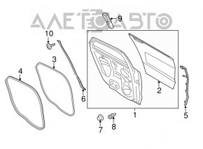 Ущільнювач двері задньої правої Lincoln MKZ 13-20