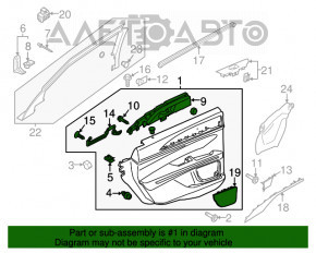 Обшивка двери карточка задняя правая Lincoln MKZ 13-16 черн с корич подлокотником