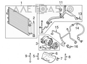 Трубка кондиціонера пічка-Конденсер Ford Focus mk3 15-18 2.0 рест, коротка