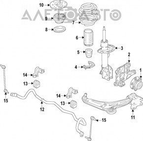 Стойка амортизатора в сборе передняя правая Ford Edge 15- 3.5 AWD