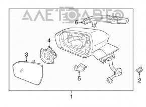 Зеркало боковое левое Lincoln MKX 16- 16 пинов, BSM, автозатемнение, поворотник, синее