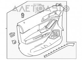 Обшивка двери карточка передняя правая Ford Explorer 16-17 рест, беж, тряпка вставка, подлокотник кожа, под чистку, побелел пластик, царапины
