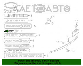 Емблема напис 4WD двері багажника Ford Explorer 11-19