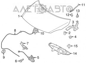 Капот голий Nissan Versa 12-14 usa, білий QM1, тички