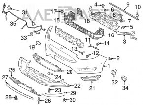 Губа переднего бампера центр Ford Focus mk3 15-18 рест Sport