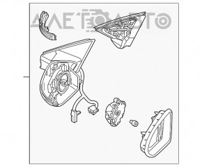 Зеркало боковое правое VW Jetta 19- 10+2 пинов, BSM, подогрев, повороник, серый LH7J