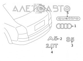 Эмблема надпись QUATTRO двери багажника Audi Q3 8U 15-18
