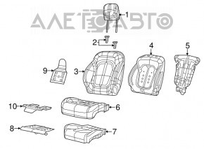 Пасажирське сидіння Chrysler 200 15-17 з airbag, хутро, комбіноване черн- синє