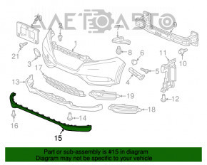 Накладка губы переднего бампера Honda HR-V 16-18 замята, надорвано крепление