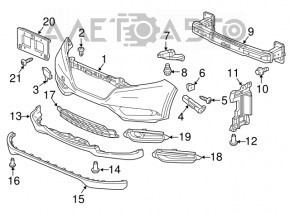 Накладка губы переднего бампера Honda HR-V 16-18 замята, надорвано крепление
