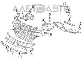 Кронштейн решетки радиатора правый grill Honda HR-V 16-18 новый OEM