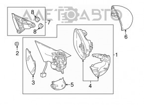 Зеркало боковое левое Honda Accord 18-22 7 пинов BSM, черное