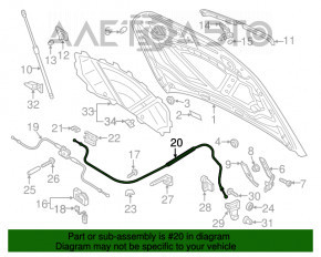 Трос открытия замка капота задняя часть Audi Q3 8U 15-18