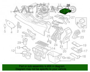 Консоль центральная подлокотник и подстаканник Audi Q3 8U 15-18 кожа, черная с черным подлокотником