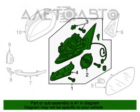 Зеркало боковое правое Audi Q3 8U 15-18 поворотник, подогрев, автоскладывание, BSM