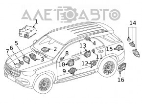 Динамик передней панели нижний левый Mercedes W167 GLE 350 450 20-23 Burmester