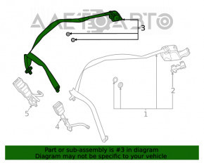 Ремінь безпеки задній центральний Mercedes W167 GLE 350 450 20-23 бежевий