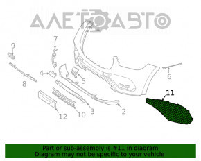 Решітка переднього бампера права Mercedes W167 GLE 350 450 20-23