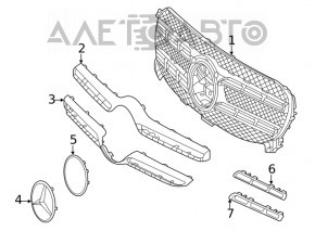 Решетка радиатора grill Mercedes W167 GLE 350 450 20-23 под радар и камеру