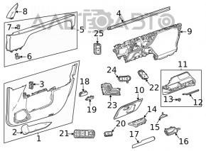 Управління склопідйомником переднім лівим Mercedes W167 GLE 350 450 20-23 чорне без автоскладання дзеркал