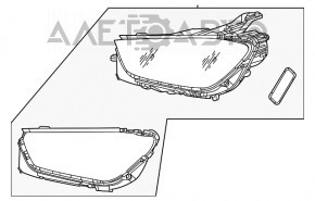 Фара передня права гола Mercedes W167 GLE 350 450 20-22 LED з ущільнювачем, надламаний ущільнювач, зламані кріплення, відсутні фрагменти, розламаний корпус