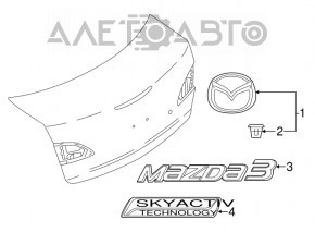 Емблема напис SKAYACTIV кришки багажника Mazda 3 14-18 BM