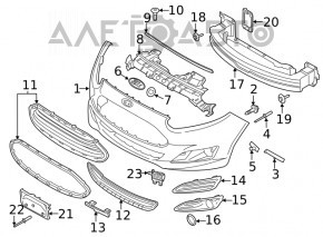Решетка радиатора grill Ford Fiesta 14-19 рест usa хром нет части молдинга, примята, надломы